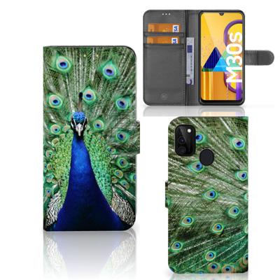 Samsung Galaxy M21 | M30s | Telefoonhoesje | Met pasjeshouder | Pauw