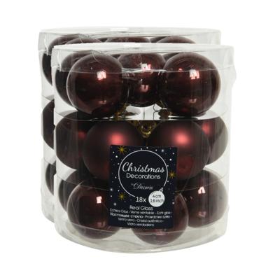 Kleine kerstballen - 54x st - mahonie bruin - D4 cm - glas - kerstversiering