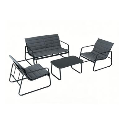 4-Delige Tuinmeubelset Tuinset met Kussens en Salontafel van Gehard Glas