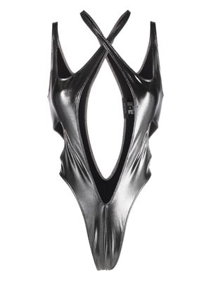 Mugler maillot de bain à bretelles croisées - Gris