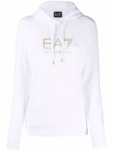 Ea7 Emporio Armani hoodie à logo embossé - Blanc