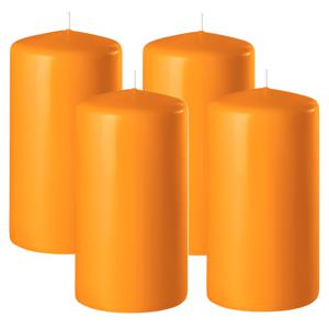 Enlightening Candles Cilinder/stompkaars - 4x - oranje - D6 x H10 cm - 36 branduur