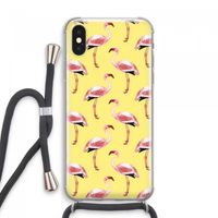 Flamingo's geel: iPhone XS Max Transparant Hoesje met koord