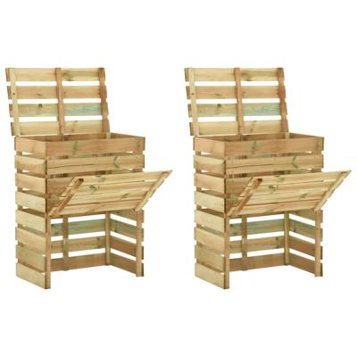 Tuincompostbakken 2 st 80x50x100 cm geïmpregneerd grenenhout