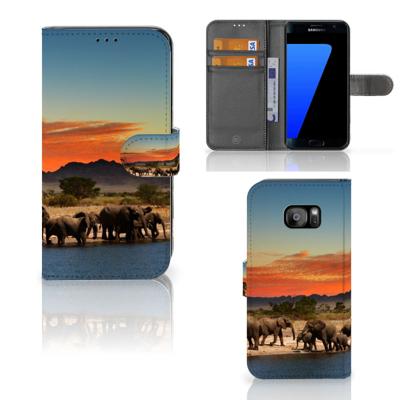 Samsung Galaxy S7 Edge | Telefoonhoesje | Met pasjeshouder | Olifanten