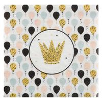 Feest servetten - ballon - 20x stuks - 33 x 33 cm - papier - goud/zwart - thumbnail