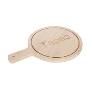 Tapas serveerplank bamboe hout - met handvat - 28 x 20 x 0.8 cm - keuken borrelplank/tapasplank