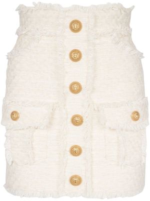 Balmain minijupe en tweed - Tons neutres
