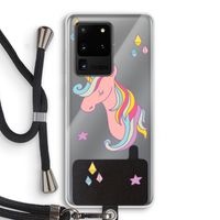 Roze eenhoorn: Samsung Galaxy S20 Ultra Transparant Hoesje met koord
