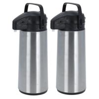 Thermoskan/isoleerkan - 2x - met pomp - RVS - 1,8 liter - Koffiekannen/theekannen