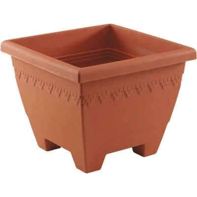 Hega Hogar Plantenbak - terracotta - vierkant - kunststof - 30 cm