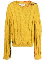 Marni pull torsadé en laine vierge - Jaune