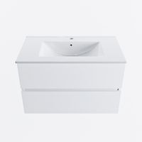 MONDIAZ VICA 80cm badmeubel onderkast Talc 2 lades. Wastafel DENIA midden 1 kraangat, kleur Glanzend Wit.