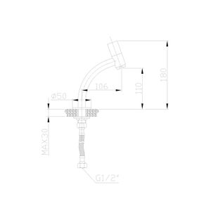 BWS Toiletkraan Zeta Rond Topbediening 18x10x5 cm Chroom