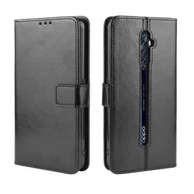 Voor oppo Reno2 F/Reno2 Z retro Crazy Horse textuur horizontale Flip lederen draagtas met houder & kaartsleuven & fotolijstjes (zwart)
