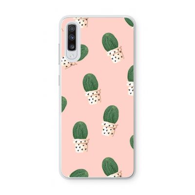 Cactusprint roze: Samsung Galaxy A70 Transparant Hoesje