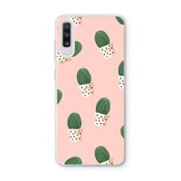 Cactusprint roze: Samsung Galaxy A70 Transparant Hoesje
