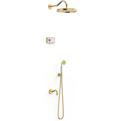 Regendouche set electronisch Tres Shower Technology Classic | Inbouw | Thermostaatkraan | 3-weg | Vintage | 24k Goud glans