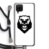 Angry Bear (white): Samsung Galaxy A12 Transparant Hoesje met koord