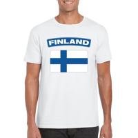Finland supporters t-shirt - met vlag print - wit - voor heren - landen - kleding