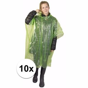 10x wegwerp regenponcho groen