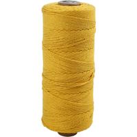 Creativ Company Macramé koord, l: 315 m, dikte 1 mm, dunne kwaliteit 12/12, geel, 220 gr/ 1 bol