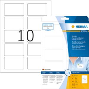 A4 naametiketten textiel 80x50mm wit 20 vel Herma 4514