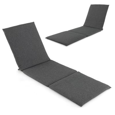 Ligstoelkussen voor Buiten Zitkussens met Klittenband Opvouwbaar Ligstoelkussen Stoelkussen voor Ligstoelen 182 x 59 cm Grijs (Set van 2)