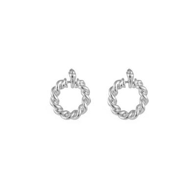 Go Dutch Label Hang Oorbellen Braided Hoop Zilver