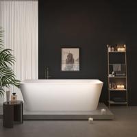 ZEZA Grand half vrijstaand bad - 180x80x58cm - met afvoer - acryl - glans wit 6104 ZEZA Grand half vrijstaand bad - 180x80x58cm - met afvoer - acryl - glans wit 6104
