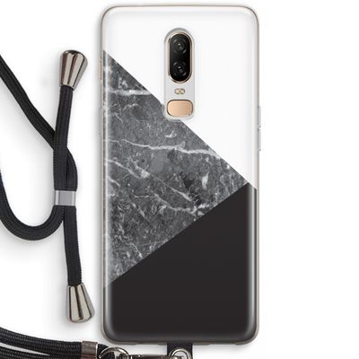 Combinatie marmer: OnePlus 6 Transparant Hoesje met koord