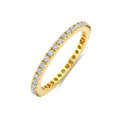 Verguld Geel 925 Zilveren Ring met Zirkonia - 1.6mm Smalle Damesring