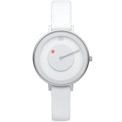 Danish Design IV12Q1260 Horloge Måne White staal-leder zilverkleurig-wit 35 mm