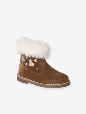 Babyboots van leer, gevoerd en met ritssluiting bruin