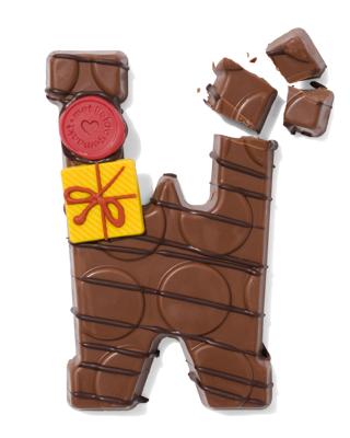 051 Handgedecoreerde Chocoladeletter Melk W 180g