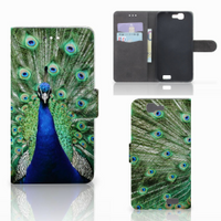 Huawei Ascend G7 Telefoonhoesje met Pasjes Pauw - thumbnail