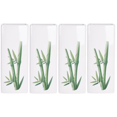 Luchtbevochtiger voor radiator - 4x - bamboe blad print - wit - dolomiet - 8 x 4 x 21 cm