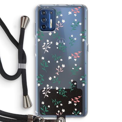 Small white flowers: Motorola Moto G9 Plus Transparant Hoesje met koord