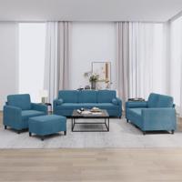4-delige Loungeset met kussens fluweel blauw