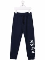 MSGM Kids pantalon de jogging fuselé à logo imprimé - Bleu