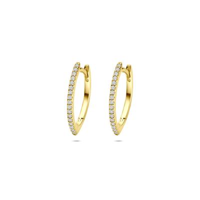 14k Geelgouden Klapoorringen met Diamant 0.15ct - 16,5 mm