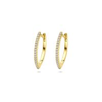 14k Geelgouden Klapoorringen met Diamant 0.15ct - 16,5 mm