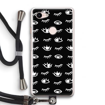 Eye pattern #3: Pixel 3 Transparant Hoesje met koord