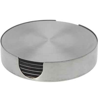 Bellatio Design Onderzetters - 6x - zilver - rvs - 10 cm - rond - schuimlaag