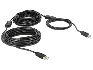 Delock USB-kabel USB 2.0 USB-A stekker, USB-B stekker 20.00 m Zwart UL gecertificeerd 83557