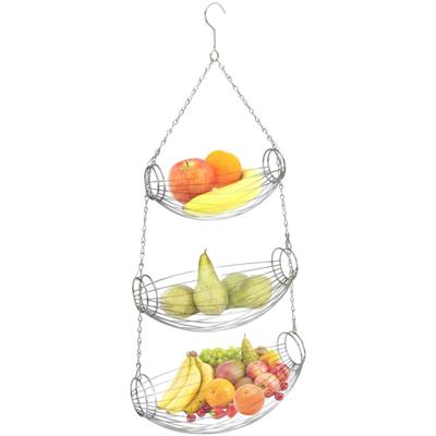 Fruitschaal - ijzer - 32 x 22 x 72 cm - 3/laags - hangend - fruitmand