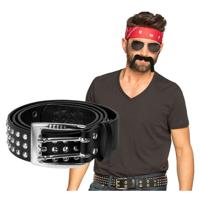 Carnaval verkleed setje heren Bikers/rockers - Bandana/riem/snor - zwart