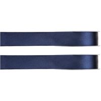 2x Hobby/decoratie navyblauwe satijnen sierlinten 1 cm/10 mm x 25 meter - thumbnail