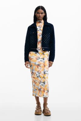 Bloemenkokerjurk - ORANGE - XL