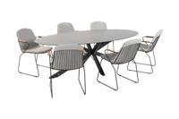 4 Seasons Veneto/Privada ovale tuinset - 240x107 cm. - stapelbaar